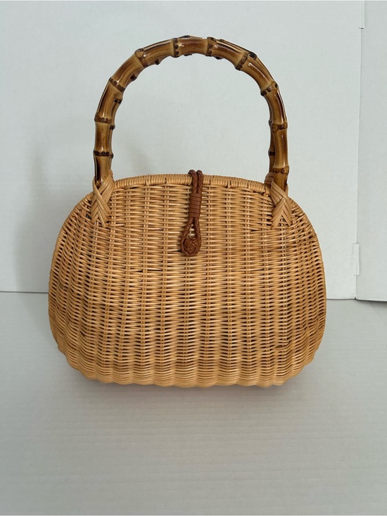 J Mclaughlin Handbags - J McLaughlin Aria Wicker Satchel Handbag with Bamboo Handle